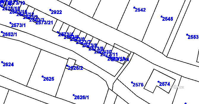 Parcela st. 2573/11 v KÚ Rumburk, Katastrální mapa