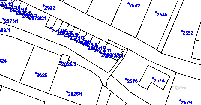 Parcela st. 2573/13 v KÚ Rumburk, Katastrální mapa