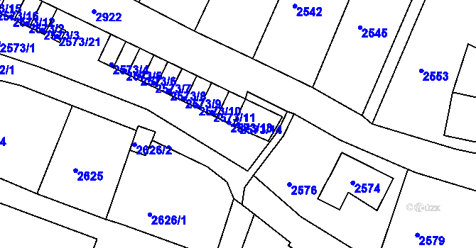 Parcela st. 2573/14 v KÚ Rumburk, Katastrální mapa