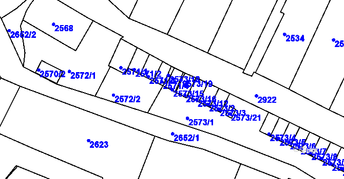 Parcela st. 2573/15 v KÚ Rumburk, Katastrální mapa