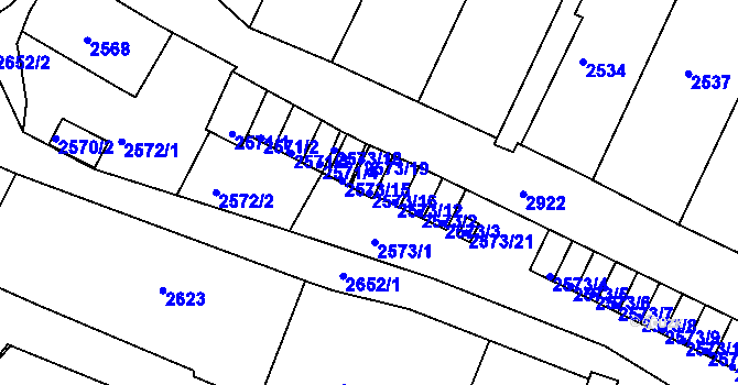 Parcela st. 2573/16 v KÚ Rumburk, Katastrální mapa