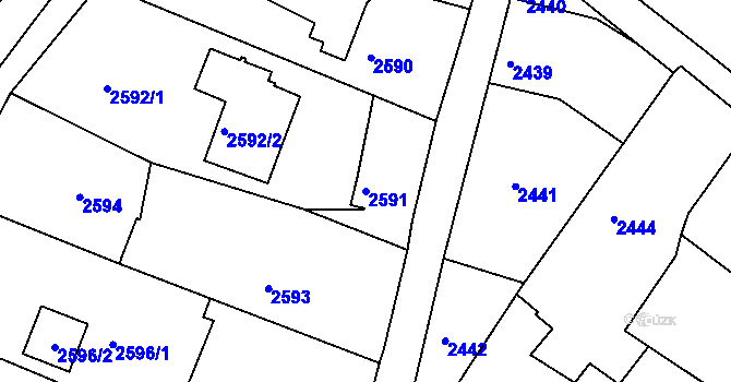 Parcela st. 2591 v KÚ Rumburk, Katastrální mapa
