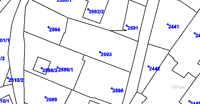 Parcela st. 2593 v KÚ Rumburk, Katastrální mapa