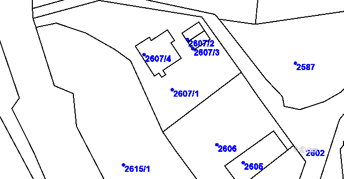Parcela st. 2607/1 v KÚ Rumburk, Katastrální mapa