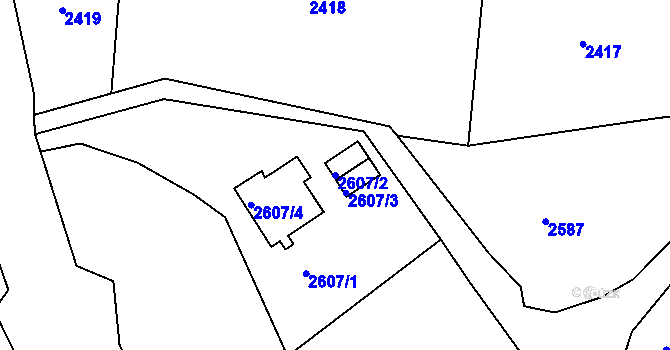 Parcela st. 2607/2 v KÚ Rumburk, Katastrální mapa