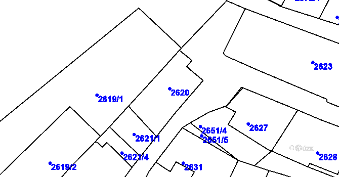 Parcela st. 2620 v KÚ Rumburk, Katastrální mapa