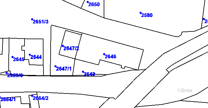 Parcela st. 2646 v KÚ Rumburk, Katastrální mapa