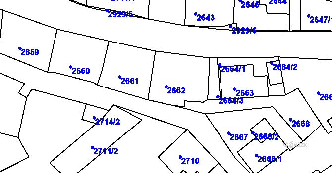 Parcela st. 2662 v KÚ Rumburk, Katastrální mapa