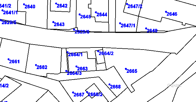 Parcela st. 2664/2 v KÚ Rumburk, Katastrální mapa