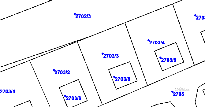 Parcela st. 2703/3 v KÚ Rumburk, Katastrální mapa