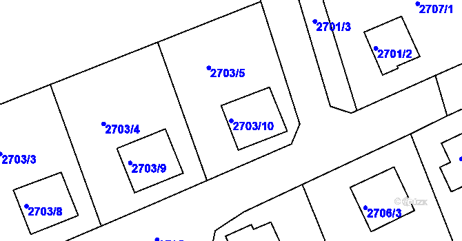Parcela st. 2703/10 v KÚ Rumburk, Katastrální mapa