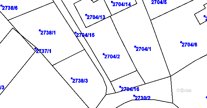 Parcela st. 2704/2 v KÚ Rumburk, Katastrální mapa
