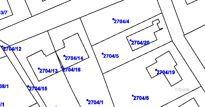 Parcela st. 2704/5 v KÚ Rumburk, Katastrální mapa
