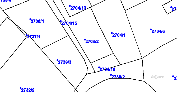 Parcela st. 2704/11 v KÚ Rumburk, Katastrální mapa