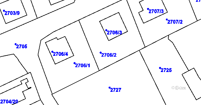 Parcela st. 2706/2 v KÚ Rumburk, Katastrální mapa
