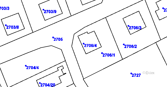 Parcela st. 2706/4 v KÚ Rumburk, Katastrální mapa