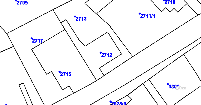 Parcela st. 2712 v KÚ Rumburk, Katastrální mapa