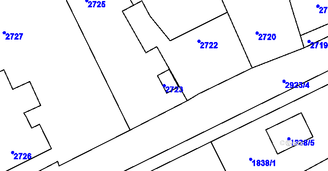 Parcela st. 2723 v KÚ Rumburk, Katastrální mapa