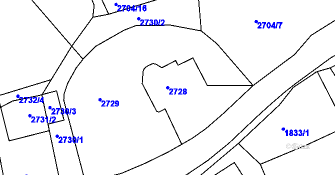 Parcela st. 2728 v KÚ Rumburk, Katastrální mapa