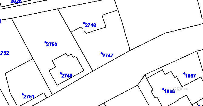 Parcela st. 2747 v KÚ Rumburk, Katastrální mapa