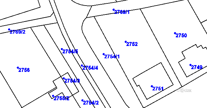 Parcela st. 2754/1 v KÚ Rumburk, Katastrální mapa