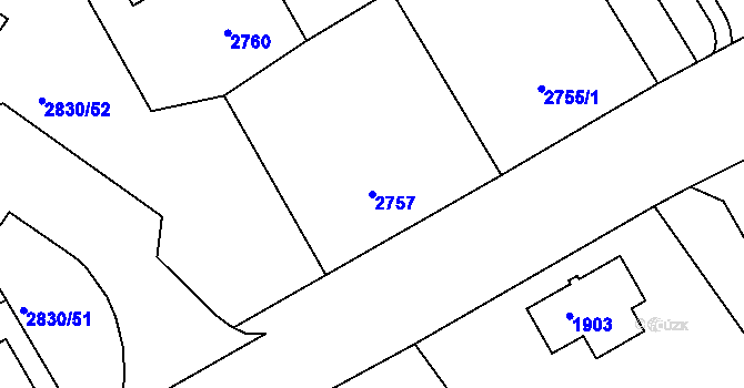 Parcela st. 2757 v KÚ Rumburk, Katastrální mapa