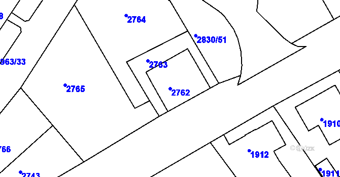 Parcela st. 2762 v KÚ Rumburk, Katastrální mapa