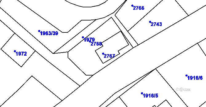 Parcela st. 2767 v KÚ Rumburk, Katastrální mapa