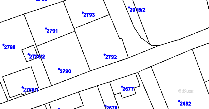 Parcela st. 2792 v KÚ Rumburk, Katastrální mapa