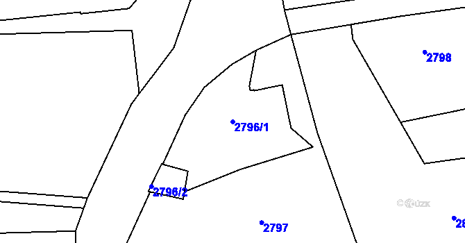 Parcela st. 2796/1 v KÚ Rumburk, Katastrální mapa