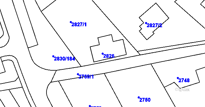 Parcela st. 2826 v KÚ Rumburk, Katastrální mapa