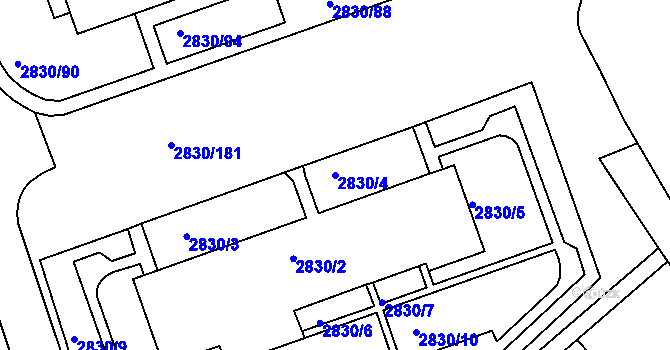 Parcela st. 2830/4 v KÚ Rumburk, Katastrální mapa