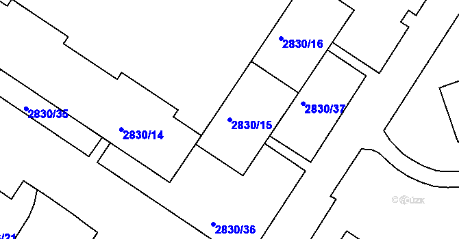 Parcela st. 2830/15 v KÚ Rumburk, Katastrální mapa