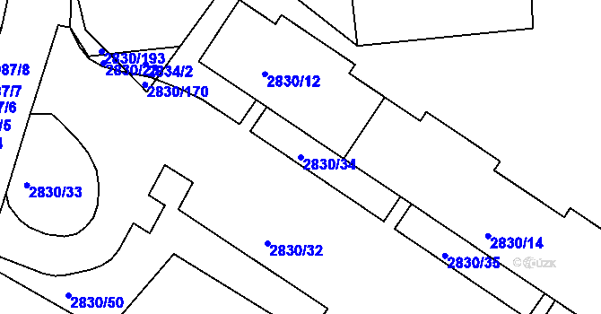 Parcela st. 2830/34 v KÚ Rumburk, Katastrální mapa