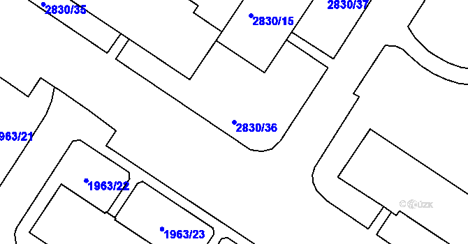 Parcela st. 2830/36 v KÚ Rumburk, Katastrální mapa