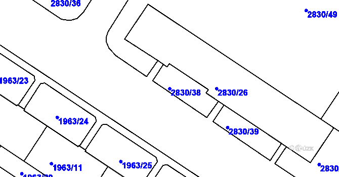 Parcela st. 2830/38 v KÚ Rumburk, Katastrální mapa