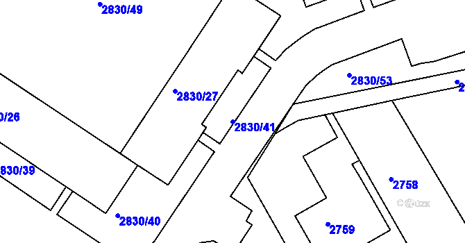 Parcela st. 2830/41 v KÚ Rumburk, Katastrální mapa