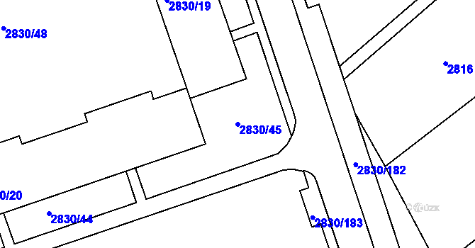 Parcela st. 2830/45 v KÚ Rumburk, Katastrální mapa
