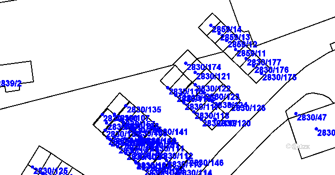 Parcela st. 2830/115 v KÚ Rumburk, Katastrální mapa