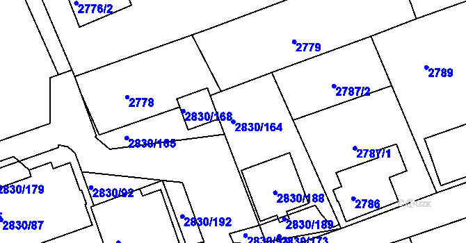 Parcela st. 2830/164 v KÚ Rumburk, Katastrální mapa
