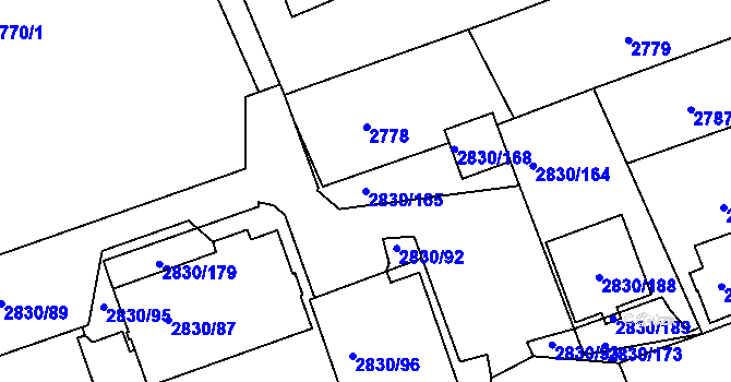 Parcela st. 2830/165 v KÚ Rumburk, Katastrální mapa