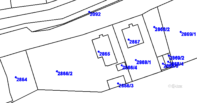 Parcela st. 2865 v KÚ Rumburk, Katastrální mapa