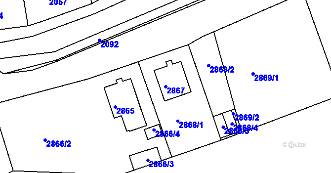 Parcela st. 2867 v KÚ Rumburk, Katastrální mapa