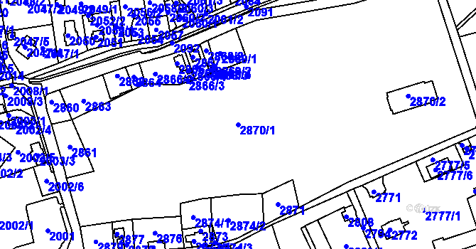 Parcela st. 2870/1 v KÚ Rumburk, Katastrální mapa