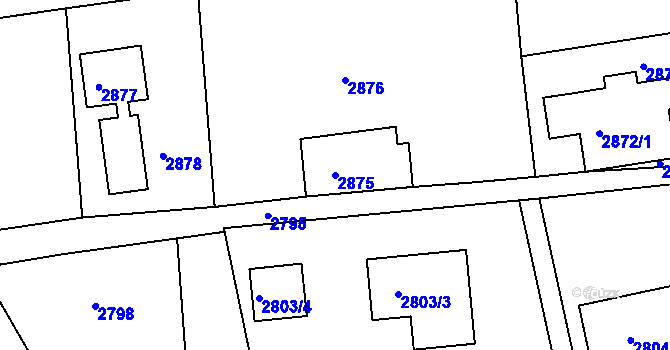 Parcela st. 2875 v KÚ Rumburk, Katastrální mapa
