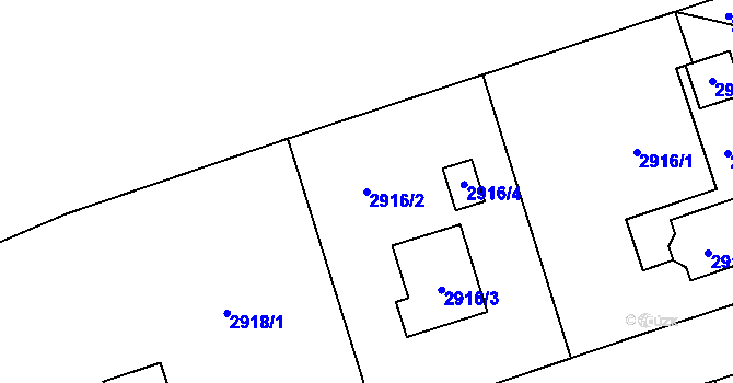 Parcela st. 2916/2 v KÚ Rumburk, Katastrální mapa