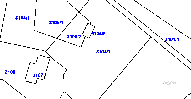 Parcela st. 3104/2 v KÚ Rumburk, Katastrální mapa