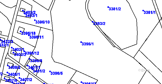 Parcela st. 3396/1 v KÚ Rumburk, Katastrální mapa