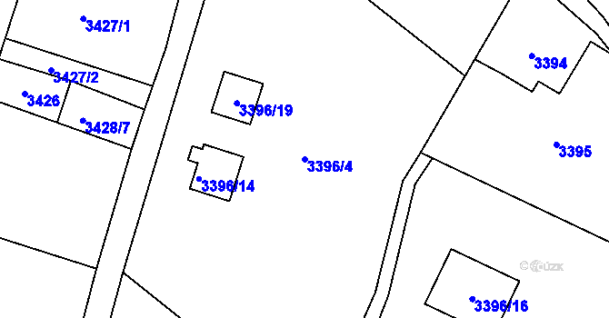 Parcela st. 3396/4 v KÚ Rumburk, Katastrální mapa