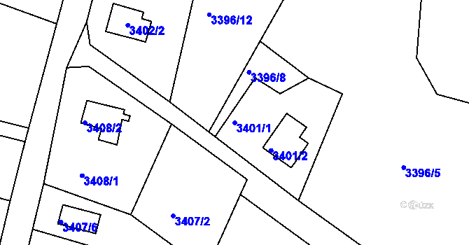 Parcela st. 3401/1 v KÚ Rumburk, Katastrální mapa